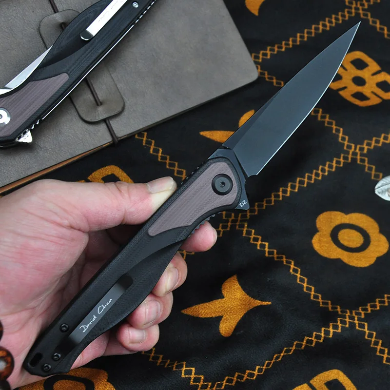 

Kerzeman D2 Blade Folding Knife Outdoor Tactical Survival Utility KnivesCamping Pocket EDC Tools Inlay Double Colour G10 Handle