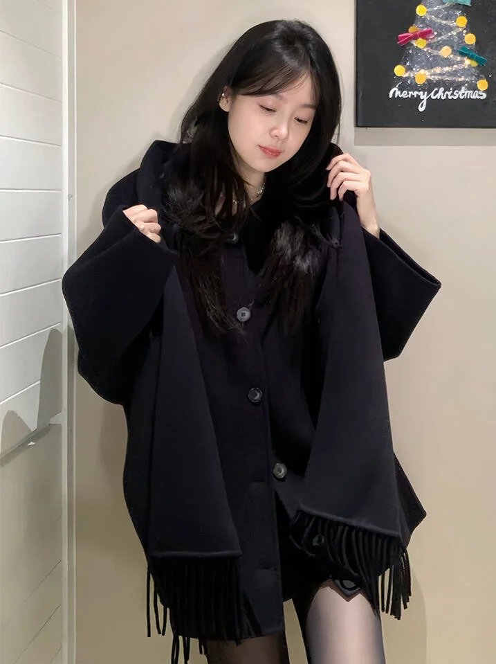 

Wool Blend Coats Womens Woolen Coat Red Fall Sashed Notched Collar Elegant Mature Classical Style Office Lady Tasteful Formal OL