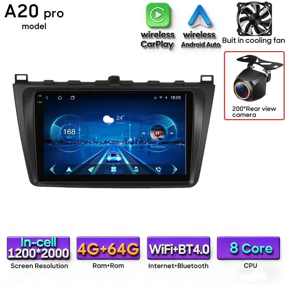 Android 16 voor Mazda 6 Rui GH 2008 - 2015 Auto Multimedia Speler Draadloze Carplay Autoradio Stereo Video Wifi Navigatie GPS BT