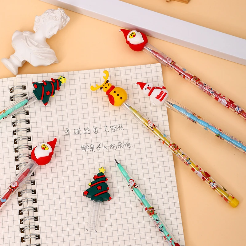 Kawaii Christmas Pencils Cute Christmas Tree Santa Snowman Pencils Stationery Gift School Office Stationary