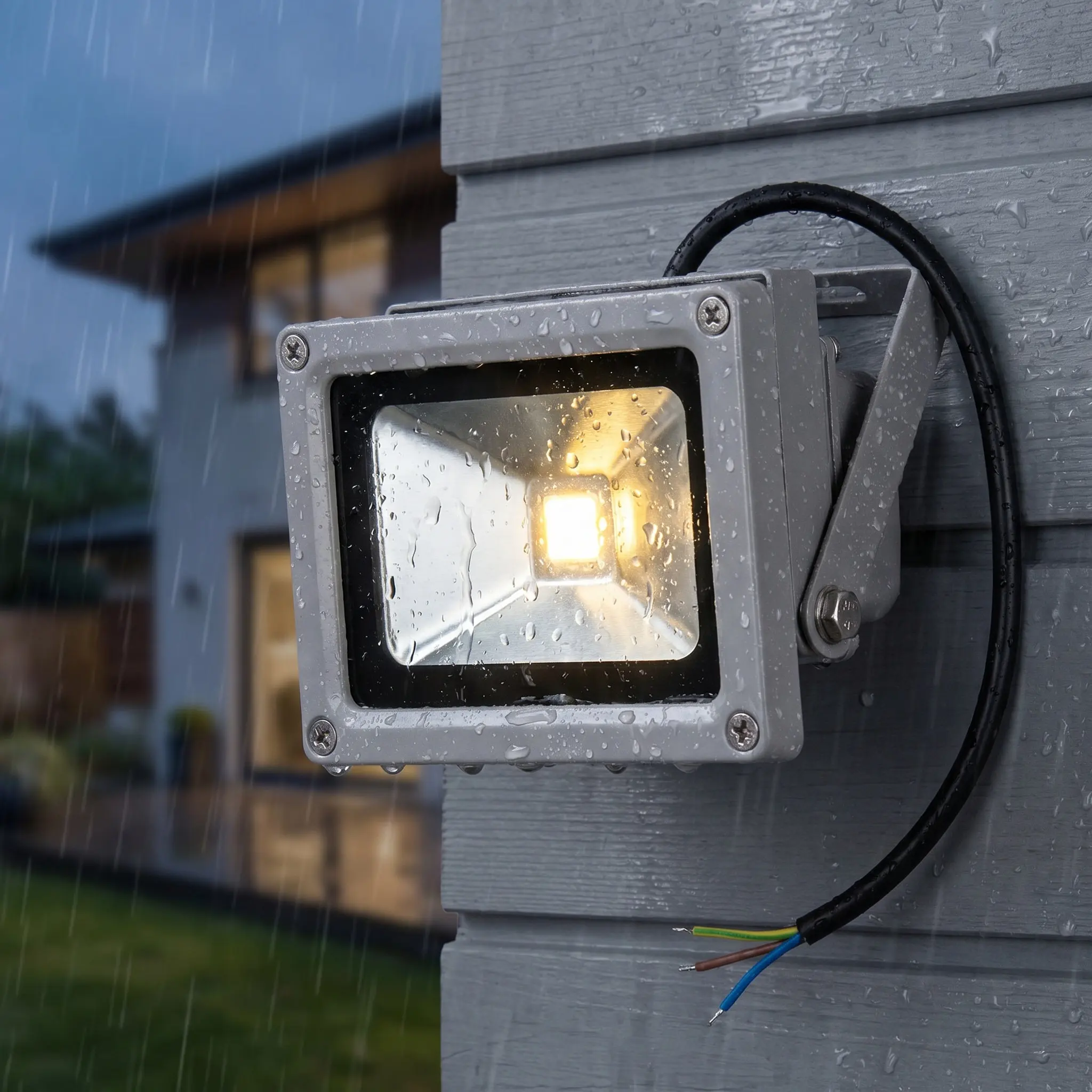 10W Warm White LED Flood Light Waterproof Outdoor Security Spotlight 2800K-3200K for Yard Garden Bridge Tunnel Lighting