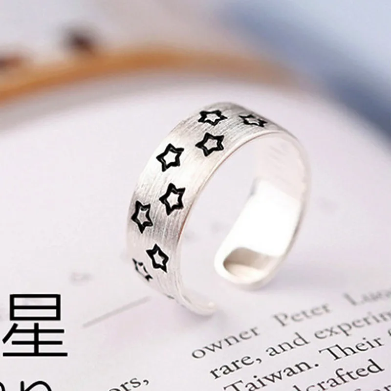 925 Sterling Silver Star Adjustable Wedding Rings For Women Engagement Luxury Jewelry Accessories Jewellery Argent 925