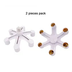 2pcs pack Light Socket Splitter, 6 in 1 E27 Multi Light Bulb Adapter Converter Lamp Holder Extender Adapter for Dining Room
