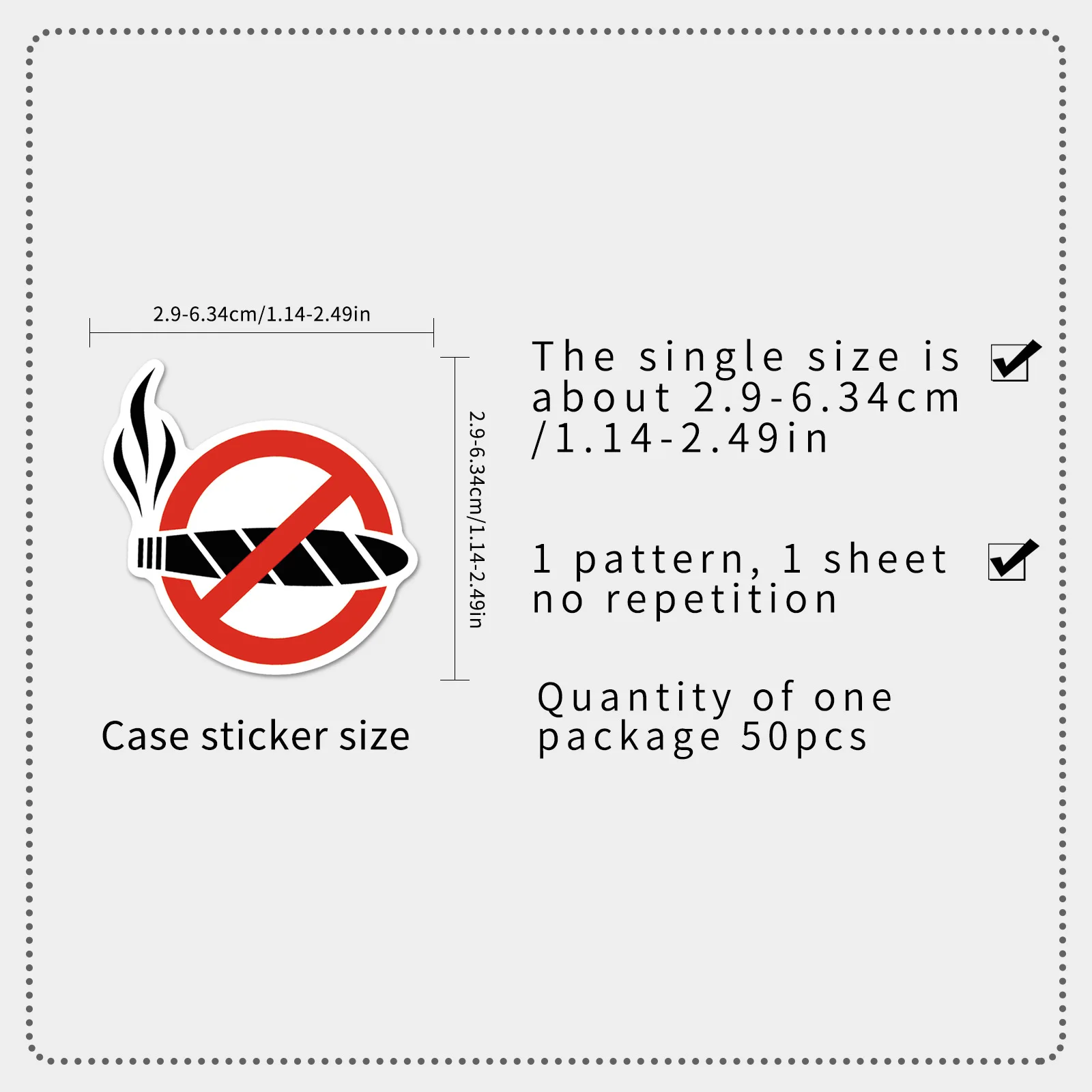 50/100PCS Cartoon No Smoking Label Stickers Warning Signs Warning Words Waterproof Decoration Luggage Wall Glass Stickers