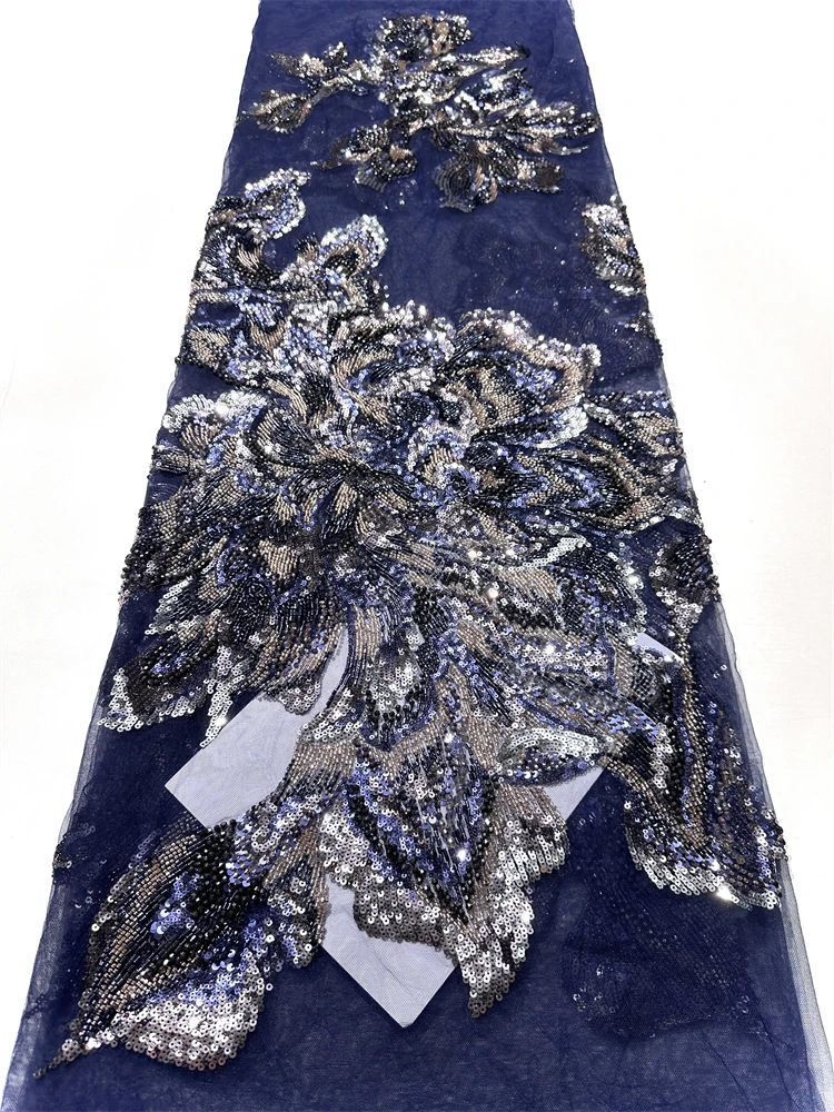 

Нигерийская кружевная ткань, кружевная ткань ручной работы с бисером, Франция, вышивка блестками, свадебная африканская сетчатая кружевная ткань для шитья