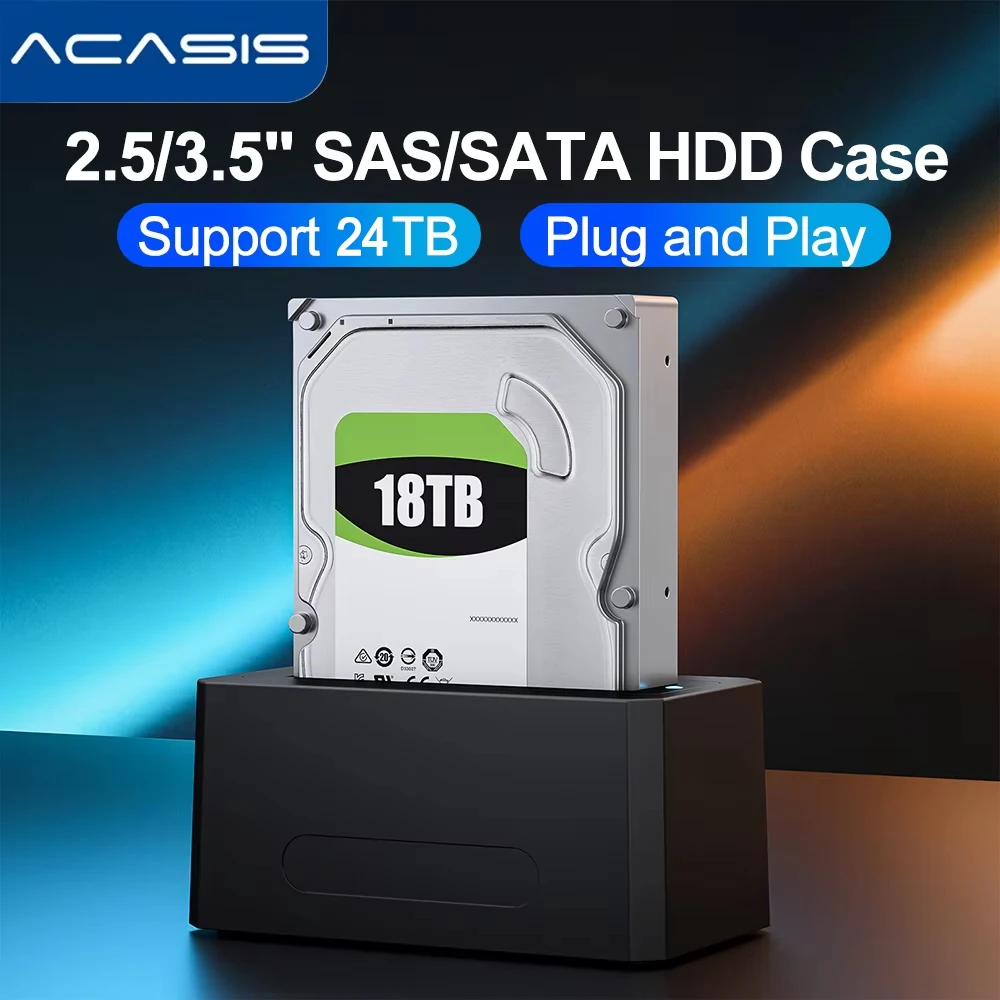 

Док-станция для жесткого диска Acasis SAS/SATA 2,5/3,5 дюйма, 5 Гбит/с, емкостью UASP, 24 ТБ, адаптер SATA-USB 3.0, устройство чтения корпуса