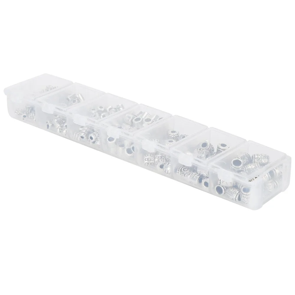 

260pcs Jewelry Accessories Antique Spacer Bead Alloy Tube Spacer Bead Kit Silver Metal Spacer Bead Pack Earring Making