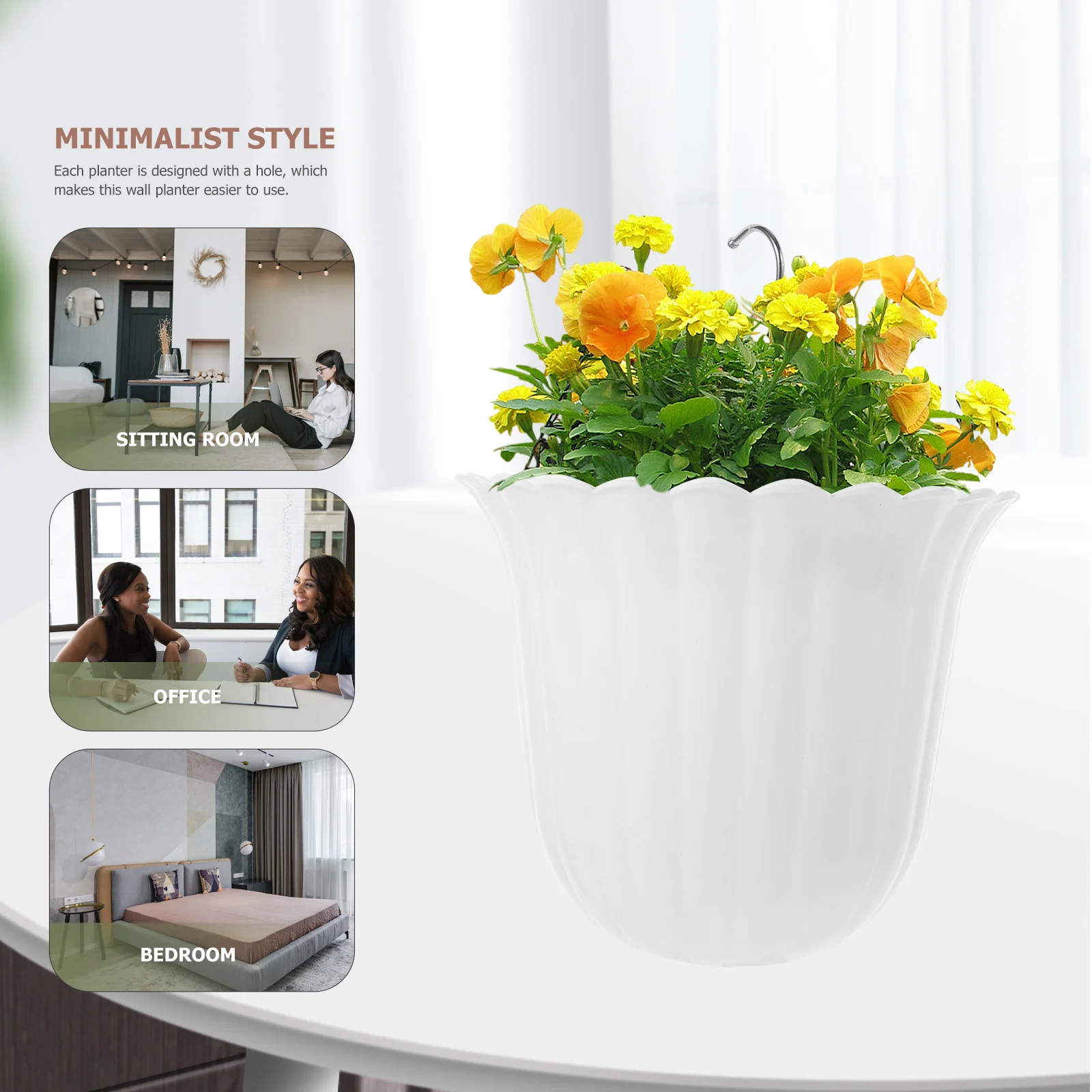 2 قطعة مزارعي الحائط معلقة داخلي أصحاب النباتات الخضراء البلاستيك الأواني النضرة الحد الأدنى ديكور للمنزل مكتب جدار النباتات العرض #1