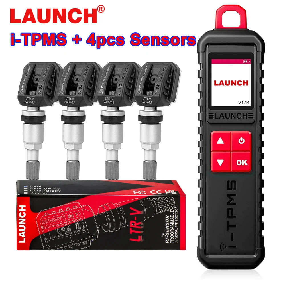 Strumento di rilevamento pressione pneumatici LAUNCH X431 i-TPMS con 4 sensori TPMS RF-SENSOR 315MHz e 433MHz 2 IN 1 con programmazione attiva e riprogrammazione.