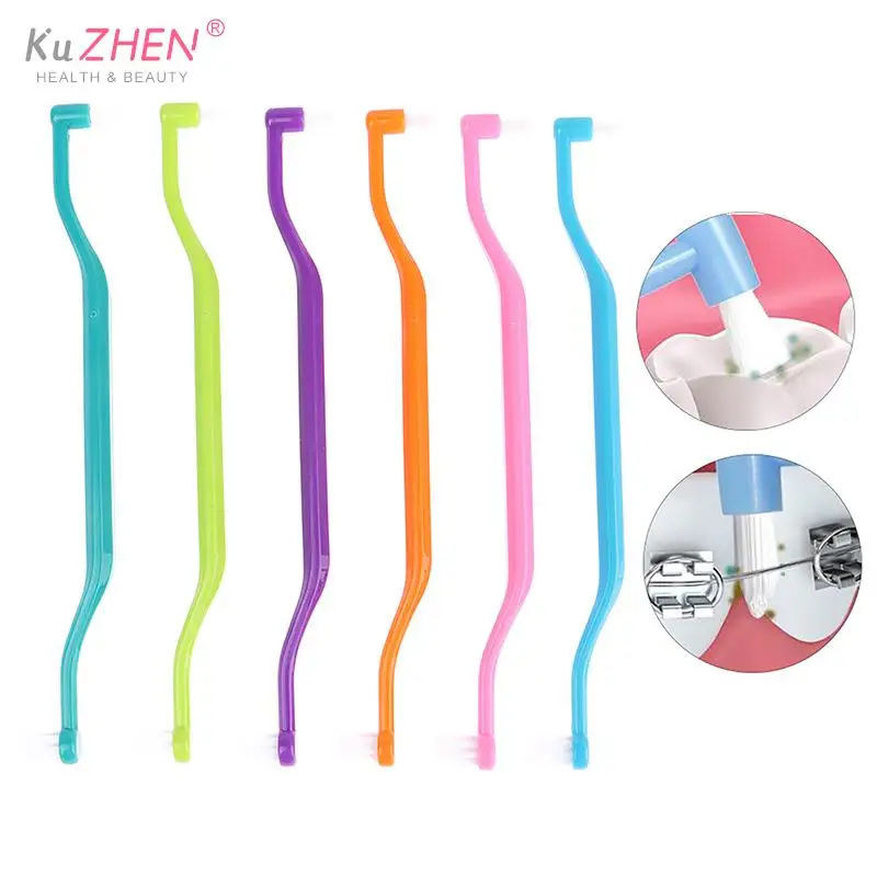 Cepillo Interdental de ortodoncia para adultos, herramienta de limpieza de dientes suaves de doble haz, cuidado bucal, cabeza pequeña, implante de cabello suave, 1 piezas