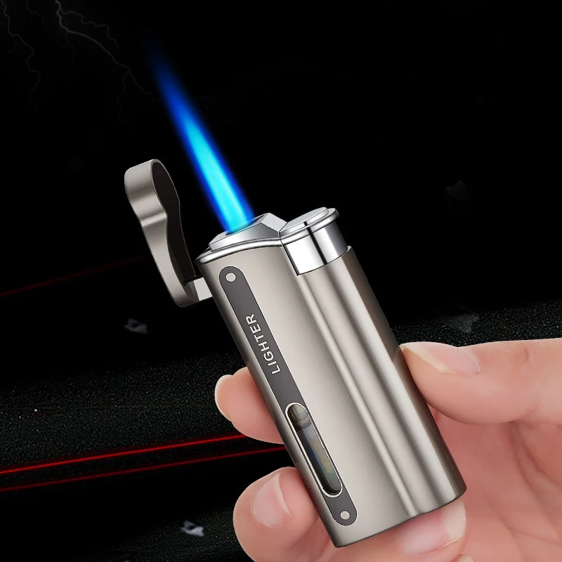 Newest Hot Sale Gas Lighter Visible Gas Butane Turbo Gun Cigar Portable Smoking Metal Cigarette Lighter Men Gadgets