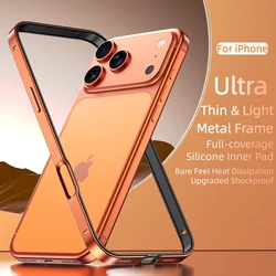 Luxury Metal Alloy Phone Frame Case For iPhone 17 Air 16 E 15 14 13 12 Pro Max Plus Bare Feel Shockproof Heat Dissipation Bumper