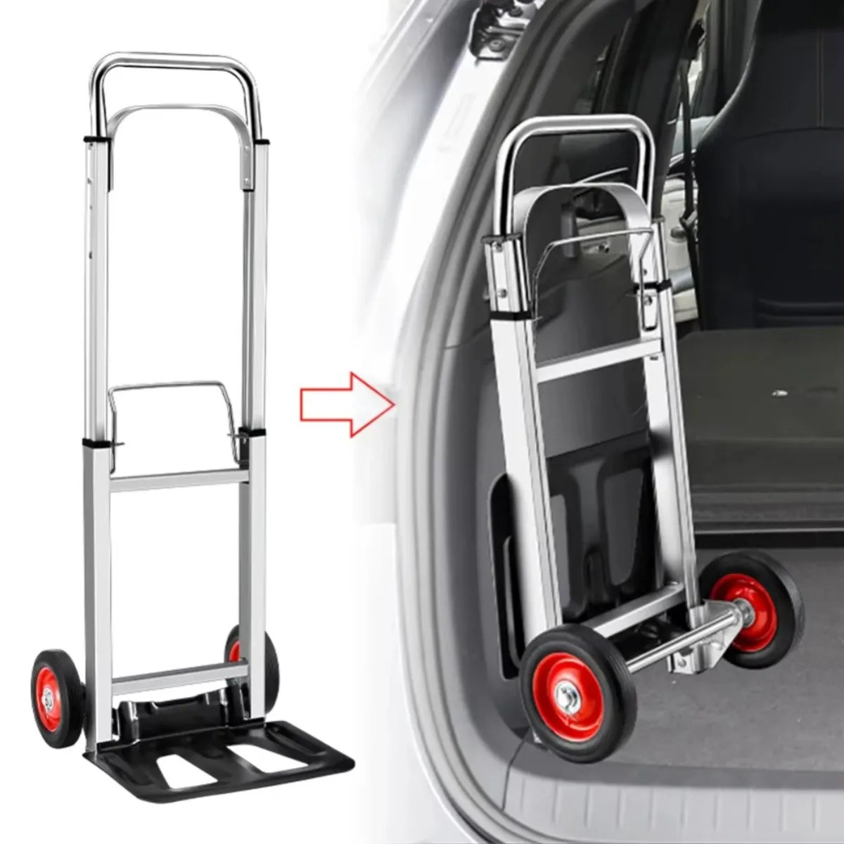 Heavy Duty Folding Utility Cart – 200 lbs Capacity, Aluminum Telescopic Handle, Collapsible Hand Truck for Indoor & Outdoor Use
