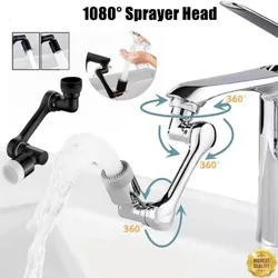 Black 1080° Universal Rotation Faucet Extender Dual Mode Plastic for Kitchen Washbasin Faucets Spray Head Bubbler Nozzle