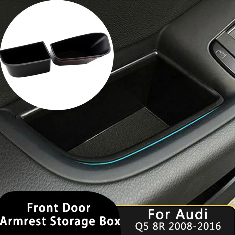 Car Door Storage Barrel Organizer Door Armrest Stowing Box Holder Container Tray Interior For Audi Q5 2009-2016 Auto Accessories
