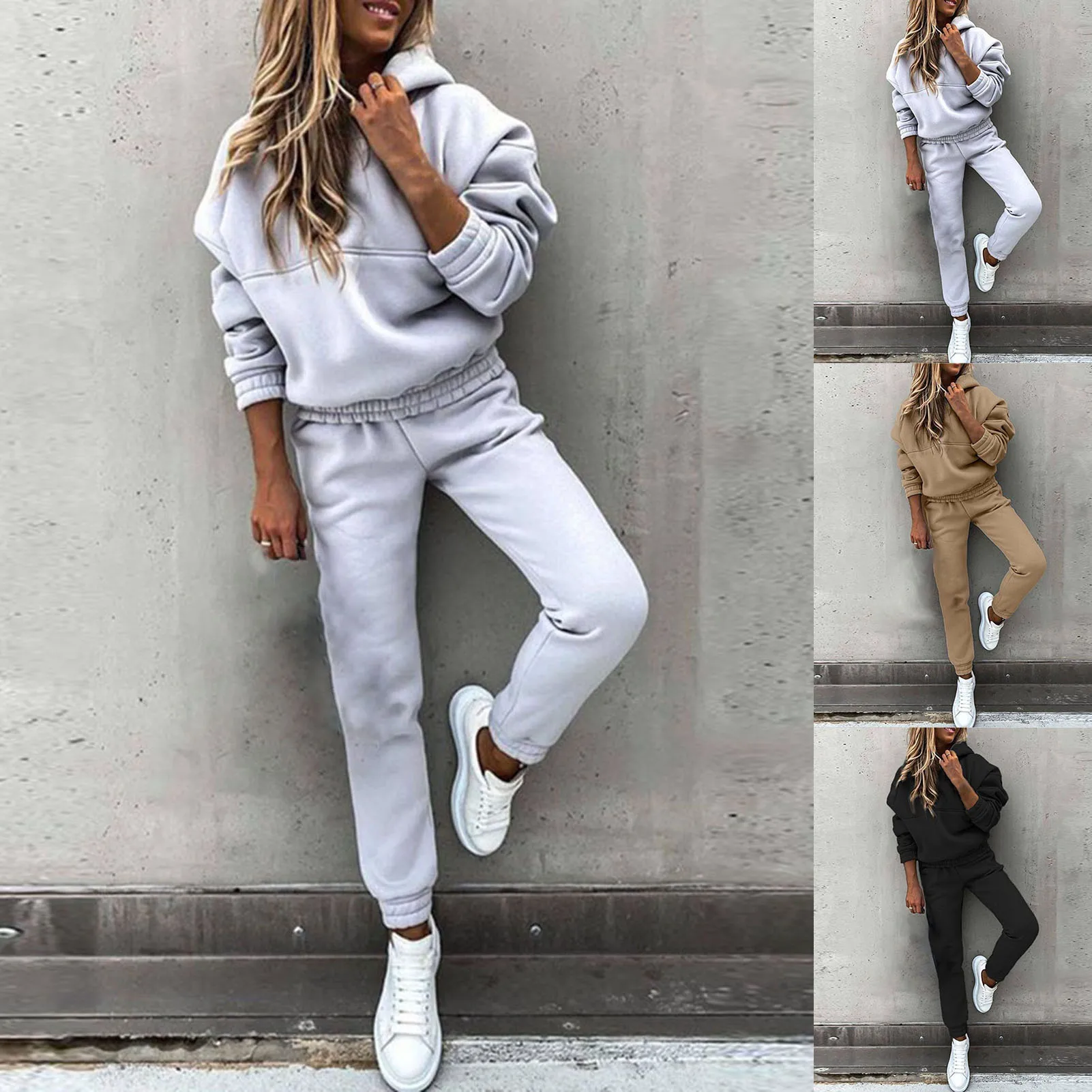 1 Set Pullover Hoodie Sweatsuit Wear Resistant Breathable Casual Outfit Women Sports Tracksuit for Daily Wear