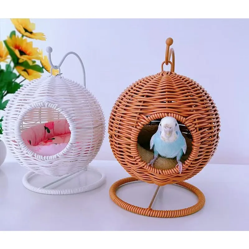 Sugar Glider Sleeping Nest Parrot Plastic Rattan Weaving Nest Golden Bear Hamster Hanging Warm Nest Squirrel LandscapingSupplies