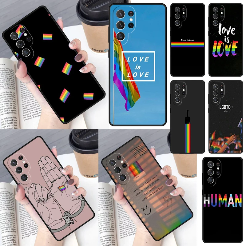 Love is Love LGBT Gay Pride soft Phone Case for Samsung Galaxy S26 Ultra S25 S24 S23 S22 S21 S20 Note10 Plus FE Cover Luxury