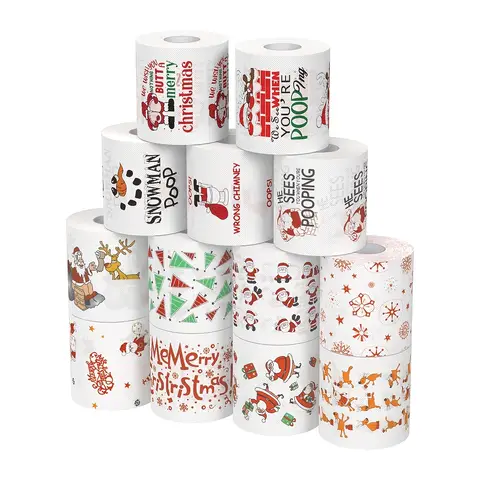 4/1 Festive Christmas Paper -Santa Holiday Design,Disposable Towels for Bathroom,for Christmas Dinner,Party,Bathroom Decorations