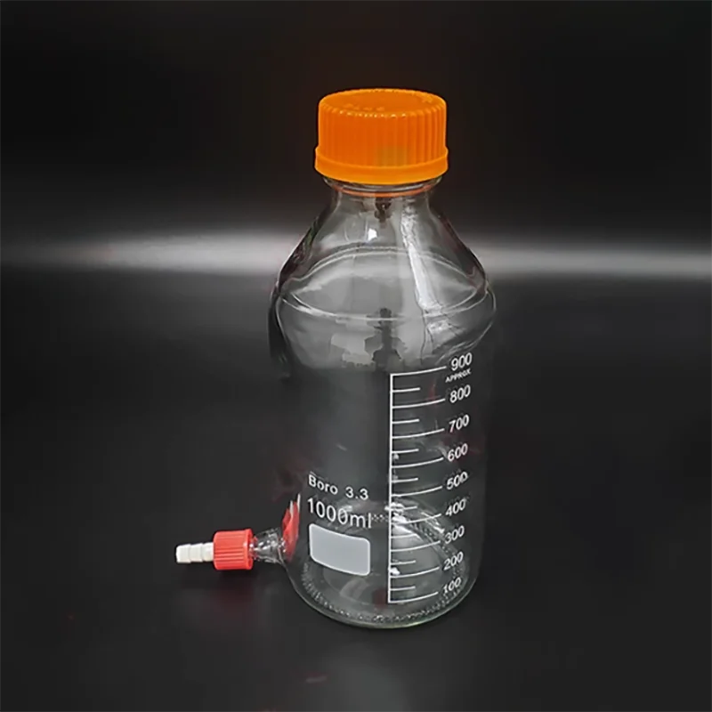 High borosilicate bottle with detachable small mouth GL14mm yellow cap screw reagent bottle