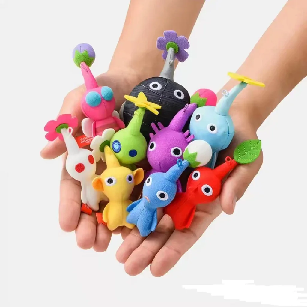 Hot mini plush Pikmin keychain soft filled bag charm pendant decoration red, yellow, blue multi-color toy hanging gift