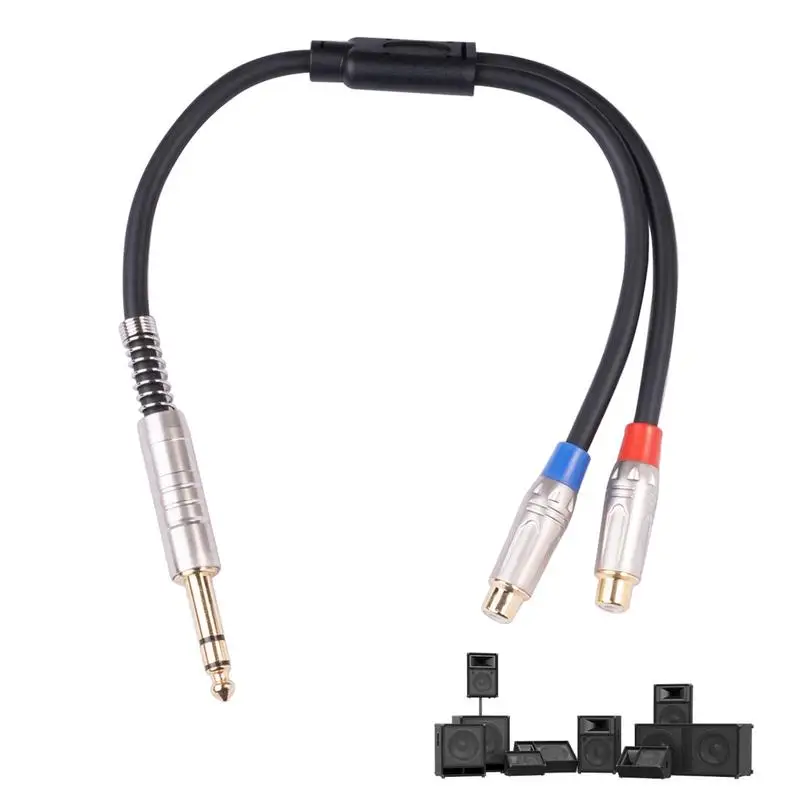 6 35 To HIFI Noise Canceling 1/4 6.35 Stereo Plug Male To Double Female Audio Adapter Cable HIFI Noise Canceling 0.3m 6.35mm