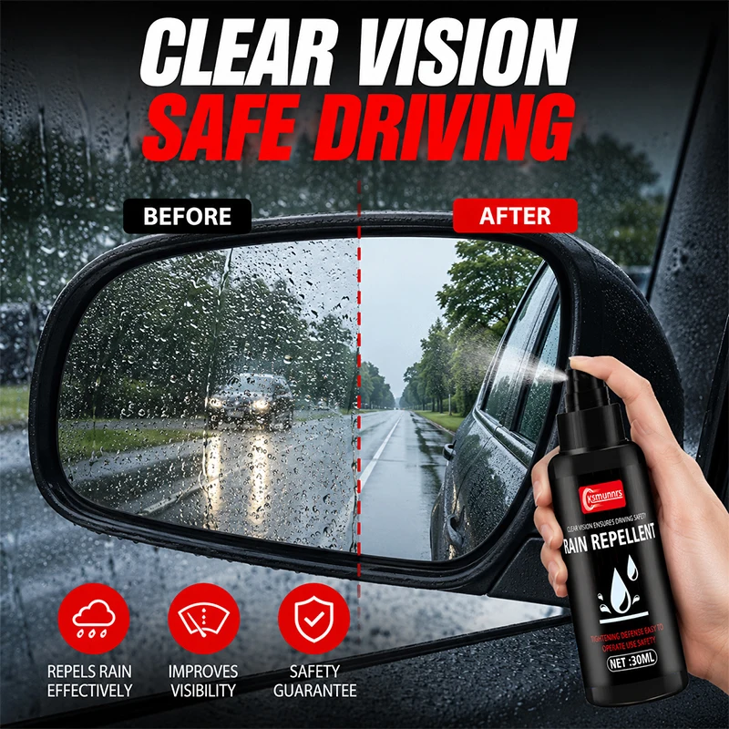 Car Windshield Rain Repellent Spray, Hydrophobic Glass Coating for Windshields, Mirrors and Auto Glass, Anti-Fog Protection