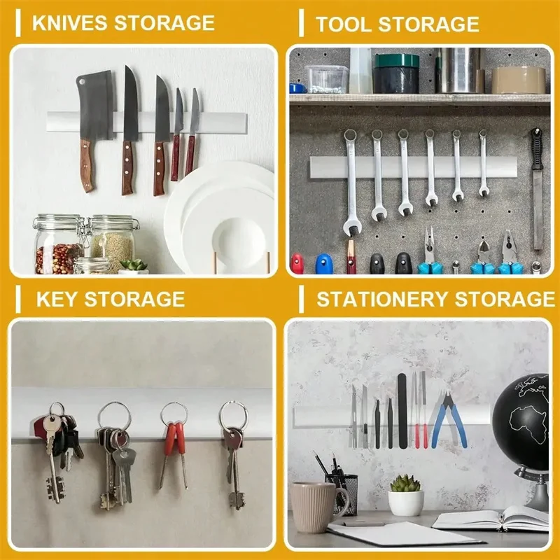 Magnetic Knife Holder For Wall Multipurpose Stainless Steel Magnetic Knife Strip Knife Rack Kitchen Utensil Organizer