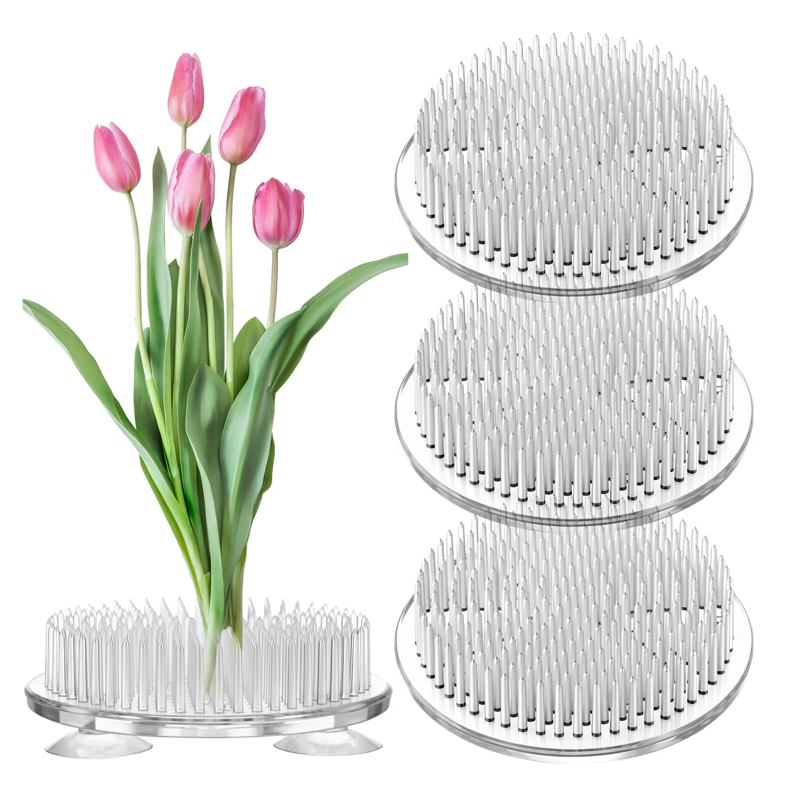 4 Stück Transparente Kunststoff-Blumenigel 2,75 Zoll Ikebana Stielhalter DIY Blumenfixierhalterung Blumenigel für Vasen Florale Gestaltung