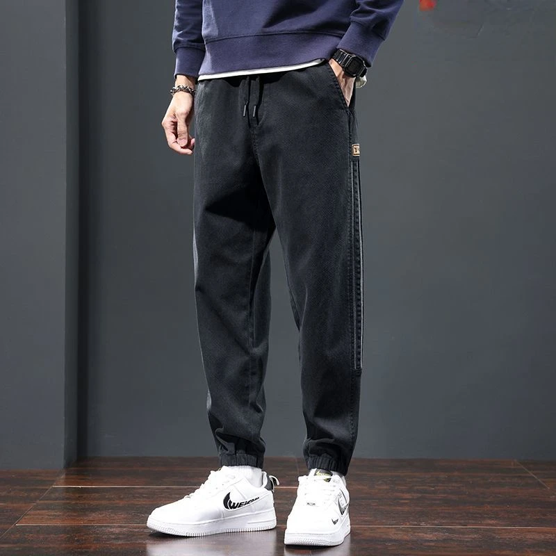 Autumn Winter Cotton Men Long Pants Fleece Lined Streetwear Sweatpants Korean Fashion Trouser Plus Size Casual Cargo Pants