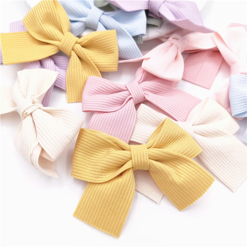 20 sztuk 7*5.5CM tkaniny Bowknot aplikacja dla DIY dziecięca spinka do włosów kapelusz nakrycia głowy rzemiosło łatki ozdoba dekoracyjna odzież