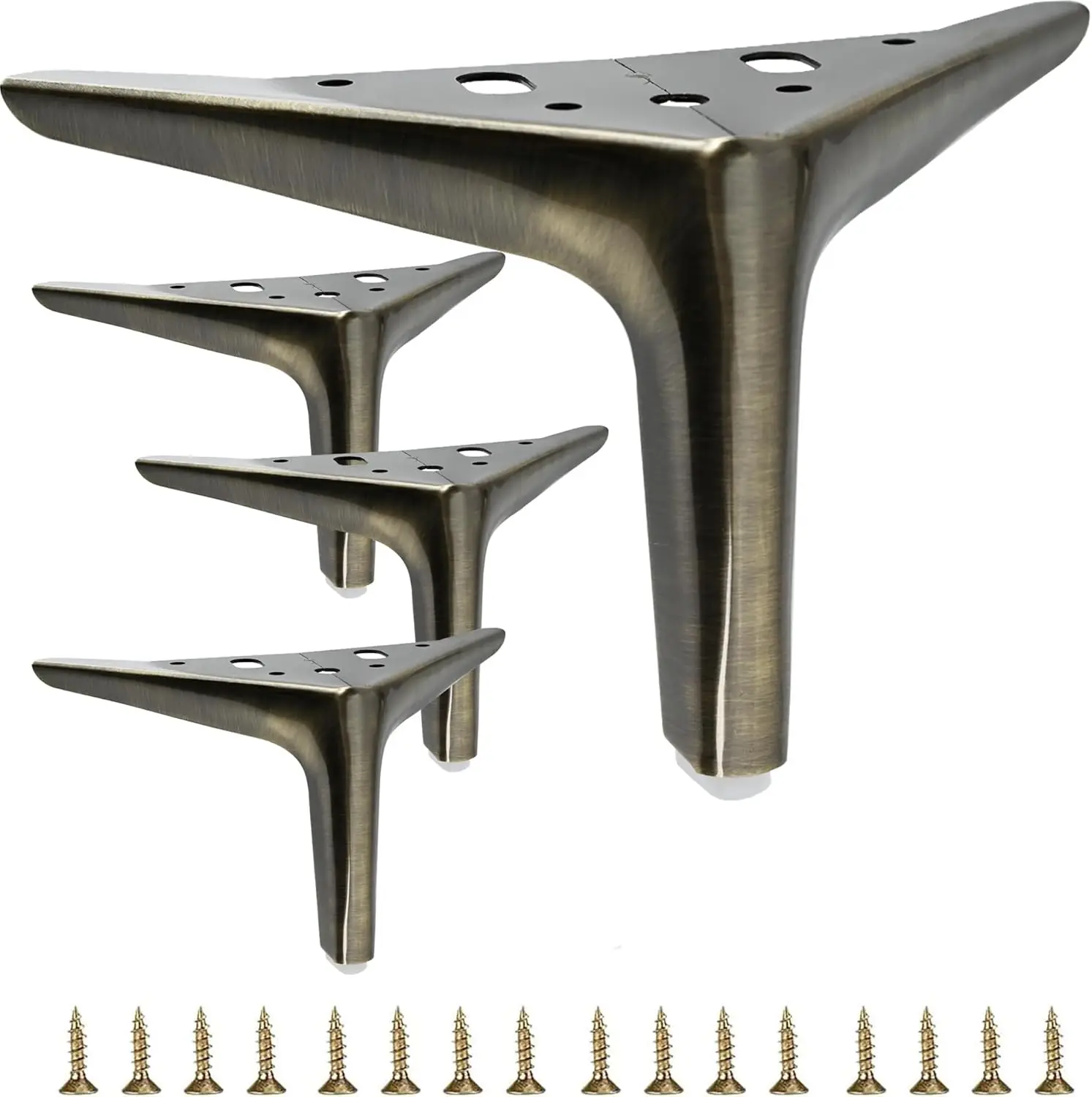 Set di 4 gambe per mobili in metallo color bronzo spazzolato da 4,7 pollici/12 cm, 4 pezzi di ricambio fai-da-te per gambe corte per mobili, gambe per divani,