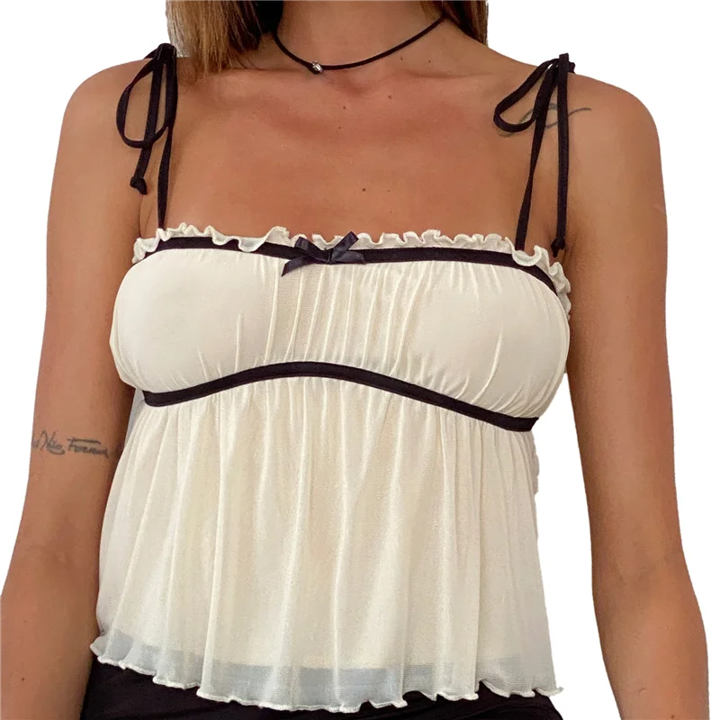 

CGS-Women's Peplum Going Out Tops Tie Shoulder Sleeveless Summer Top