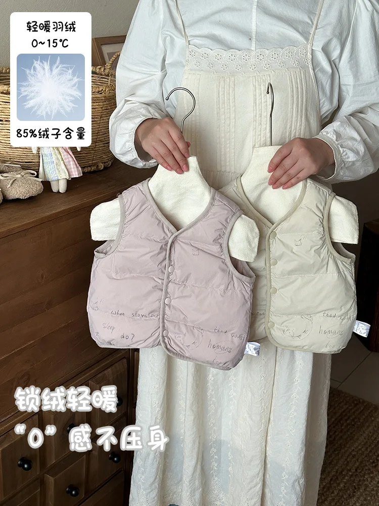 Baby Autumn and Winter New Warm Clothes Boys and Girls White Duck Down Vest Baby Lightweight Down Sleeveless Jacket aClass