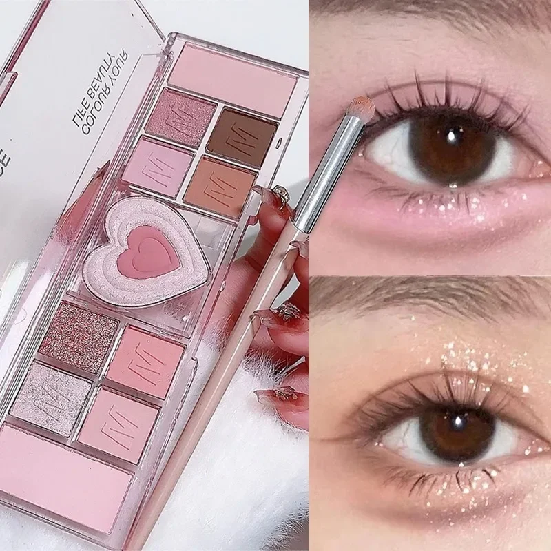 Paleta de sombras de ojos de 12 colores, brillo Natural desnudo, rosa, baja saturación, paleta de sombras de ojos, Cosméticos de maquillaje de ojos delicados y duraderos