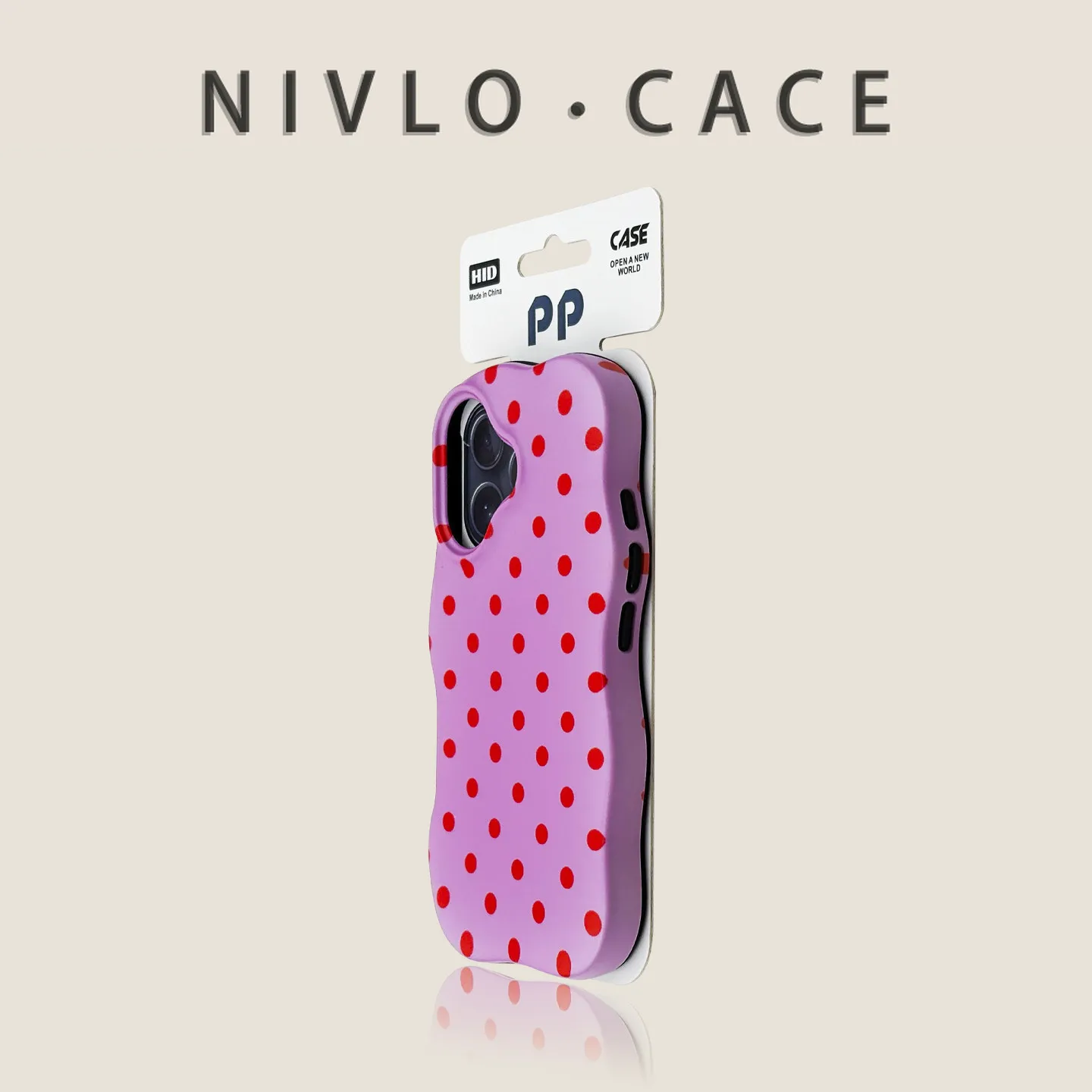 Etui do iPhone 18 Pro Max, niebieska podstawa, czerwone kropki, 2‑w‑1, falowane krawędzie, podstawka w kształcie serca, personalizowane etui z motywem serca, pasuje do iPhone 17 16 15 14 — zdjęcie produktu 4