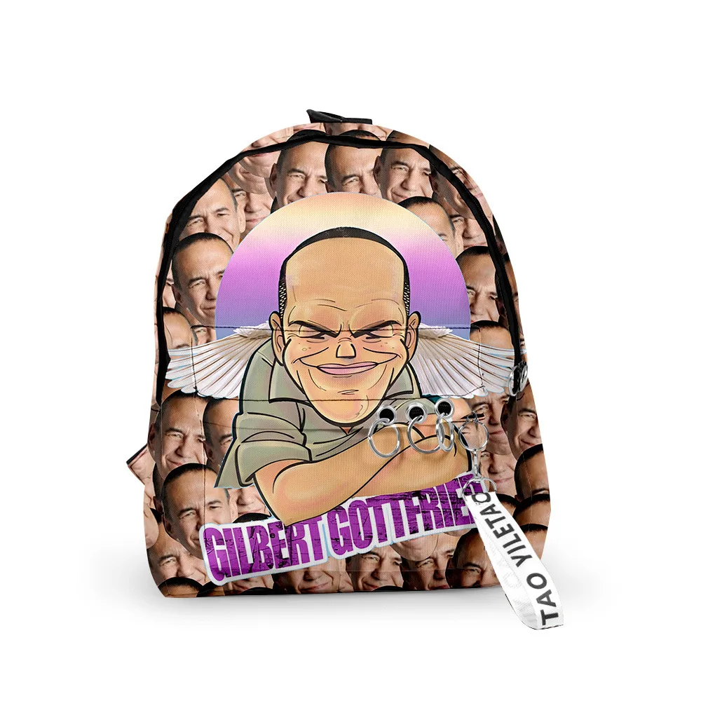 Harajuku Beliebte Gilbert GOttfried Schultasche Niedliche kleine Reisetaschen 3D-Druck Oxford Wasserdichter Schlüsselanhänger Notebook-Rucksack