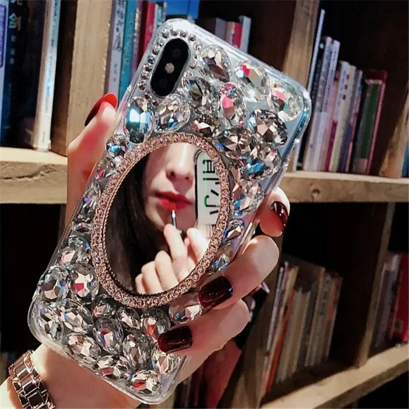 A32 Rhinestone Case For Samsung galaxy A13 A12 A23 A33 A53 A73 A52 S A72 A22 A31 Makeup Mirror Cases Telefon Stone Coque