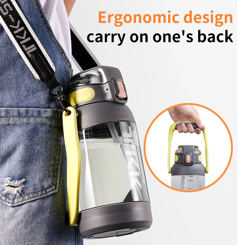TKK 1200/1700ml Sports Water Bottle Tritan Material Large Capacity Cup Gym Fitness Jugs Outdoors Kettle BPA-Free Heat Resistant