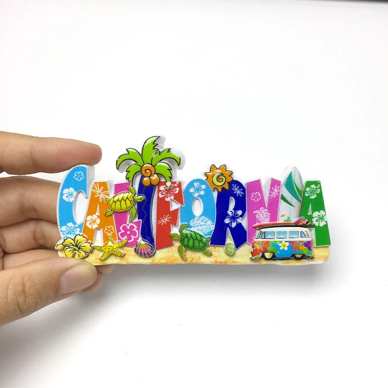 

California USA Palm Tree & Sea Turtle 3D Resin Fridge Magnet Home Decor Imanes Nevera Room Decoration Magnets for Fridge