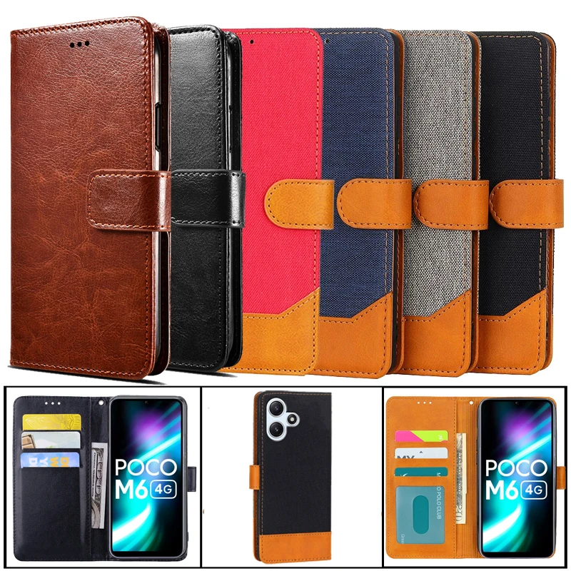 For чехол на Poco M6 4G Case Wallet Fundas Flip Capas Leather Cover For Estuches De Celular Xiaomi Redmi 13 4G Phone Cases Etui