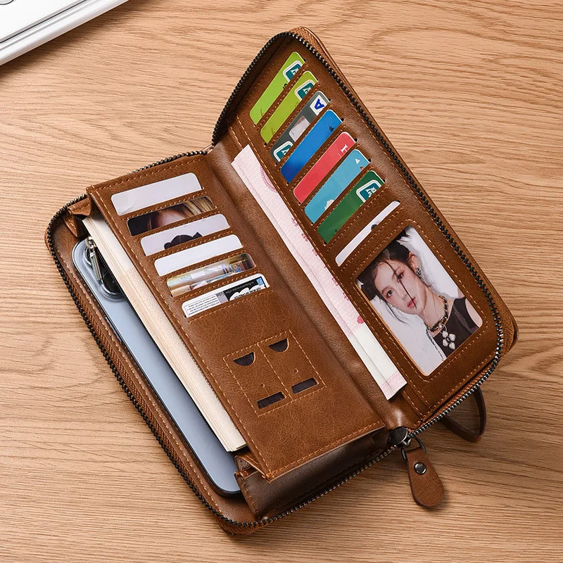 حقيبة يد رجالية طويلة جديدة محفظة ريترو بطاقة القلفة كليب حقيبة يد محفظة الطالب حقيبة انتزاع العصرية #2