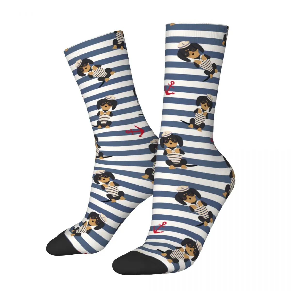 

Men's Socks Dachshund Puppy In A Sailorman Costume With Anchors Harajuku Dachshund Dog Crew Crazy Sock Gift Printed