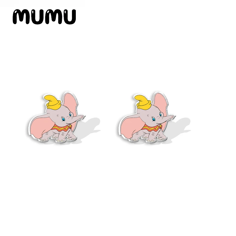 2024 New Baby Dumbo Stud Earring Cute Elephant Epoxy Jewelry Resin Acrylic Earrings Handmade Gifts Girl