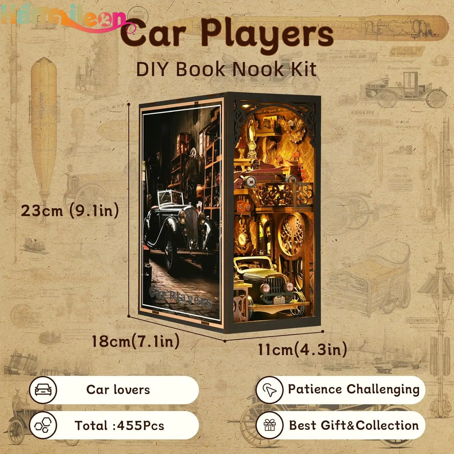 Hamaileo DIY Miniature House Kit,Dollhouse Miniature Kit,Mini Diorama House Building Kit for Adults Teens Birthday Gifts F1 Car