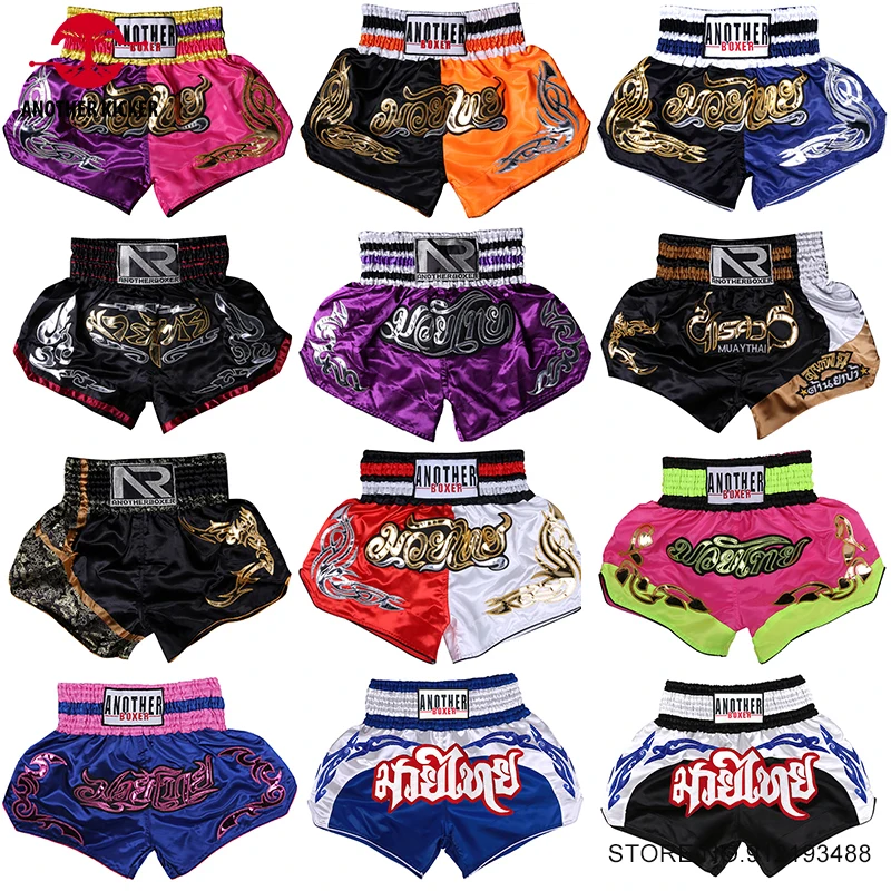 Muay Thai Shorts Embroidery Shorts for Thai Boxing for Children Men Women Boxer Short Kickboxing Gym Team MMA Training Clothes