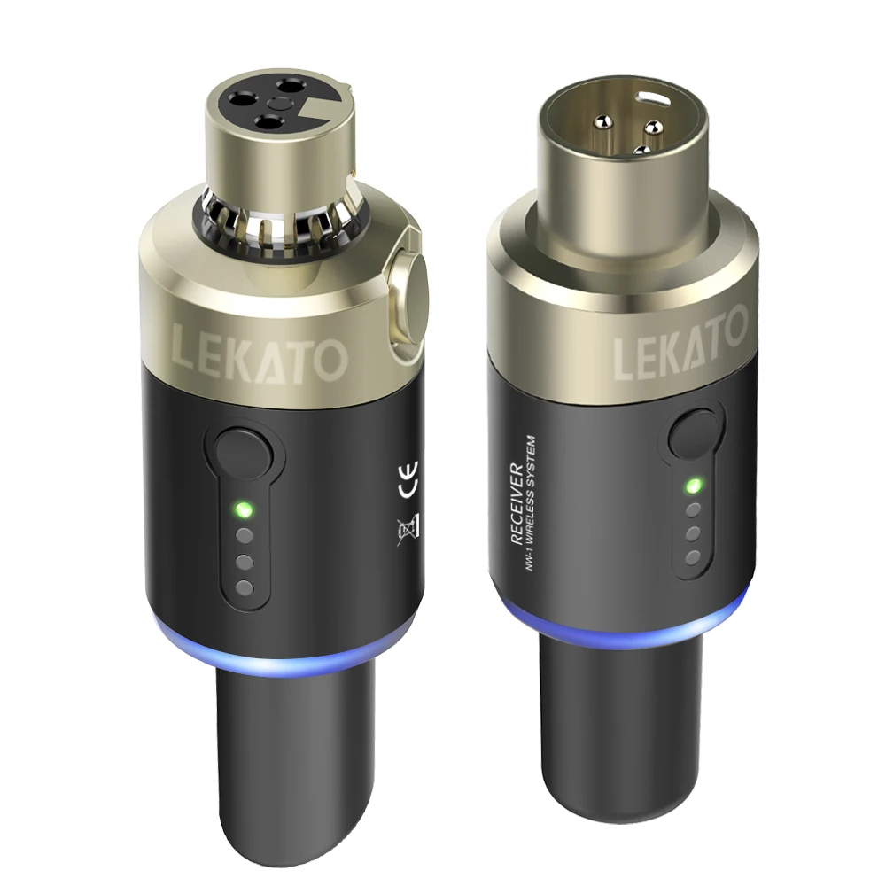 

LEKATO 5.8GHz Wireless XLR Mic System: Plug-on Transmitter/Receiver for Dynamic Mics, PA, Mixers - Zero Interference Live Kit