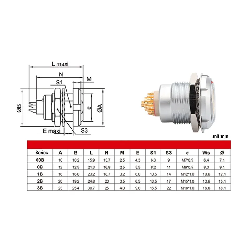 Compatible Lemos FGG Connector ECG Connectors Female 2-30 pole pin P Airline Socket Push-Pull Self-Locking Connector Socket 3B