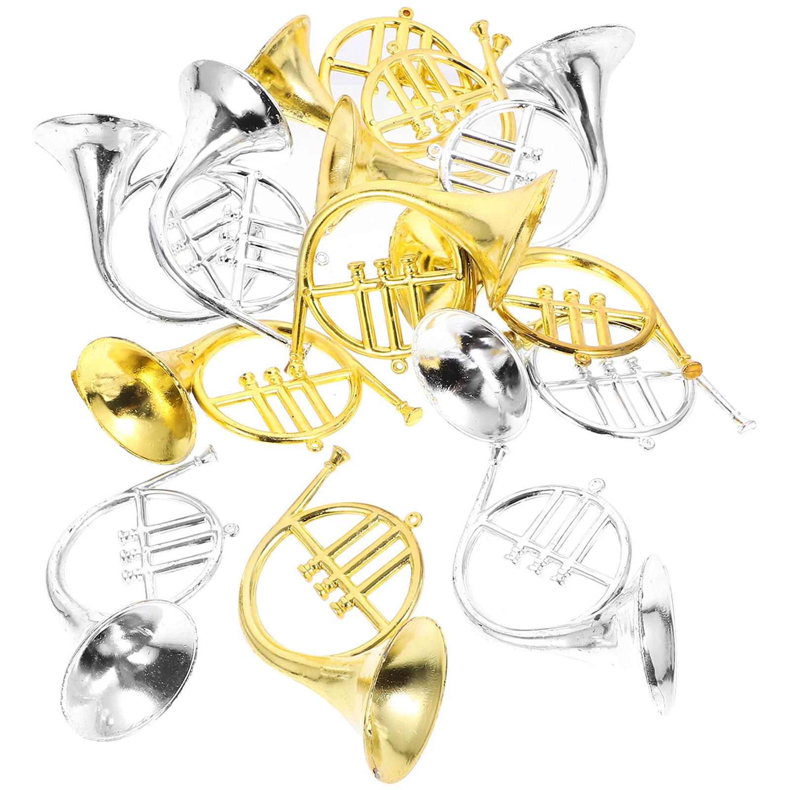 

12 Pcs Miniature French Horn Plastic Christmas Tree Hanging Decor Smooth Surface Lightweight StorageChristmas Wreath Making