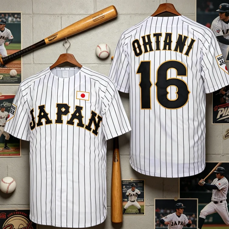 Baseball Jersey Japan 16 OHTANI Sewing 3Dprint Cheap High-quality Outdoor Sportswear WHITE Black Stripe Family Kids Tee